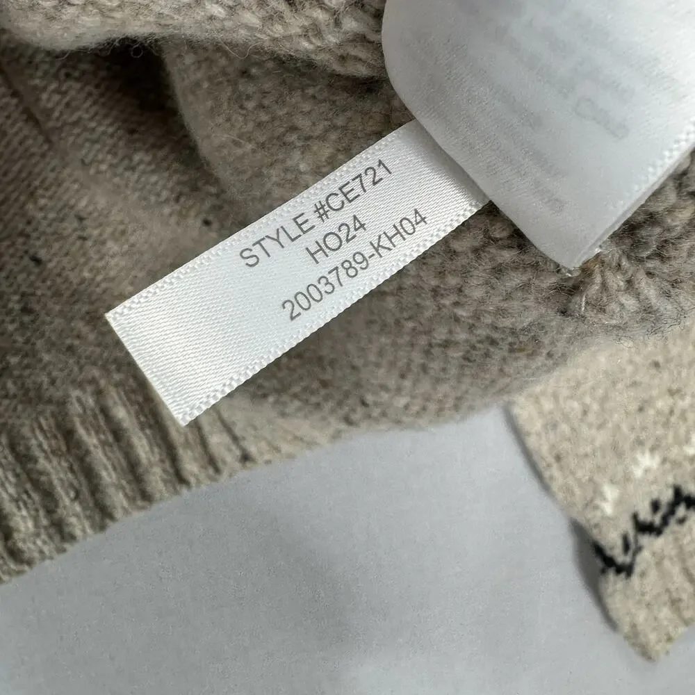 J.Crew Fair Isle Wide Mockneck Sweater Womens Small Beige Wool Blend Nordic Boho